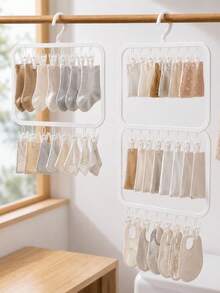 Haus Hana Sock Drying Rack With Multiple Clips, Windproof Foldable Small Clothes Hanger For Socks, Underwear, Bras, Towels & Small Laundry, Space Saving Closet Organizer For Balcony, Laundry Room, Bathroom, Travel & Home Storage - Multicolor - View 1