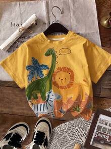 SHEIN LMoss Kids Baby Boy Casual Minimalist Short Sleeve Top Suitable For Spring And Summer - Multicolor - View 3