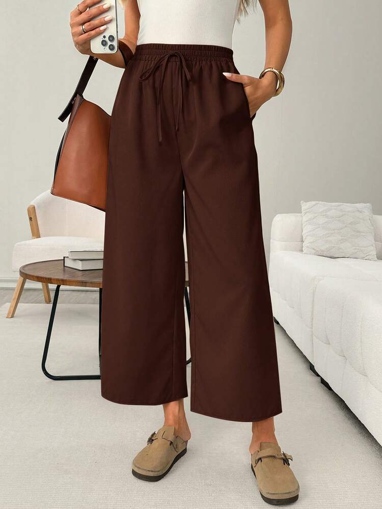 Easowa Women's Casual Autumn Vacation Commute Work Formal Everyday Travel Airport Brunch Business Daily Basic Fashion Outing Outfit Ankle Pants Dark Brown - Coffee Brown - View 9