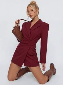 Avantive Gaun Mini Elegan untuk Wanita, Cocok untuk Perjalanan Sehari-hari, dengan Potongan Pinggang yang Rapi - Burgundy - View 8