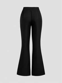 Sweetra European & American Women's Fashion Slim Fit Autumn Flare Pants - Black - View 2