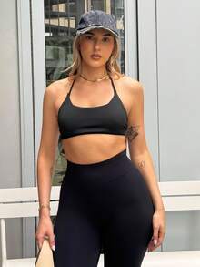 hollyjadebate Wide Waistband Sports Leggings Yoga Women Pants Black - Black - View 3