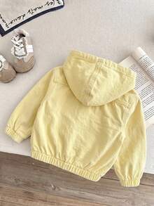 SHEIN 女嬰藍色牛仔連帽長袖外套 - 黃色 - 查看 2