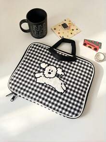 1PC Checkerboard Laptop Sleeve 11/13 Inch, Cute Cartoon Print Inner Bag For MacBook, Soft Protective Carrying Case, Home Office Travel Storage Pouch, Women Gift - A - View 12