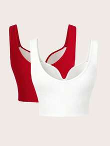 SHEIN Velisys 女款素色日常健身運動內衣 - 彩色 - 查看 2
