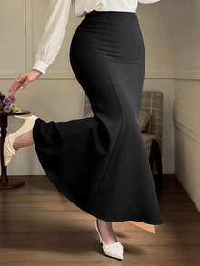 DAZY Women's Elegant Commute Solid Color Mermaid Skirt Fall - Black - View 4