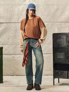 Norleigh Men's Vintage Washed Wide Leg Loose Straight Jeans, American Retro Streetwear Y2K Style Denim Pants, Suitable Gift For Boyfriend, Husband Fall - Dark Wash - View 6