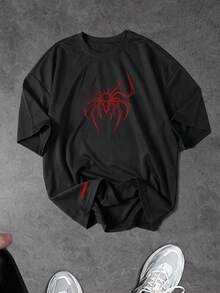 Gym Rark Men's Plus Size Spider Print Short Sleeve Loose Fit Sports T-Shirt - Black - View 1