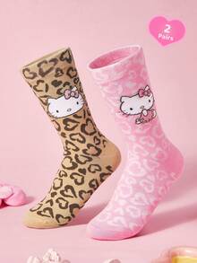 HELLO KITTY AND FRIENDS | SHEIN 2雙透氣吸汗中筒襪 - 混色 - 查看 8