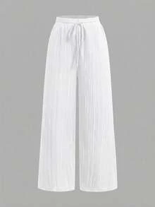 SHEIN Tall CURVE 大尺碼女款抽繩腰休閒百搭日常穿著長褲 3 件套 - 彩色 - 查看 8