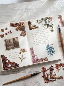 Haus Hana MOMO Hollow Embossed Corner Stickers, Wood Tone Vintage Series, Retro Material For Journal, Craft & Collage Decor - multicolor - View 1