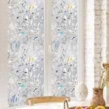 Haus Hana 1 Roll Holographic Silver Floral Window Film, 44.5cm(17.5in) Static Cling Non-Adhesive Privacy Glass Sticker, UV Blocking, With Installation Tools - Laser Tulip - View 13