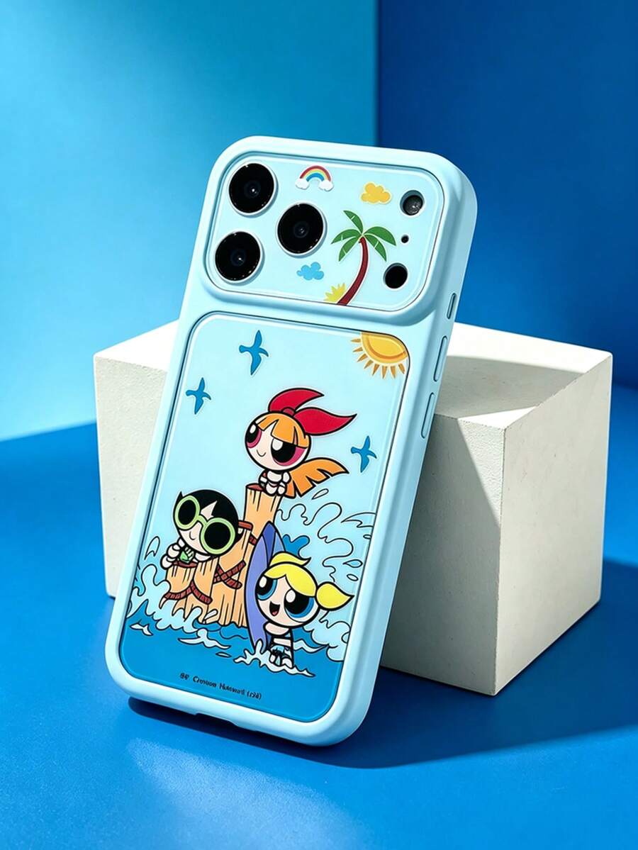 THE POWERPUFF GIRLS X SHEIN A Stylish, High-End Printed Pattern Protective Phone Case Design, Perfect For IPhone – A Cute, Fashionable, And Sophisticated Phone Case. - Multicolor - View 1