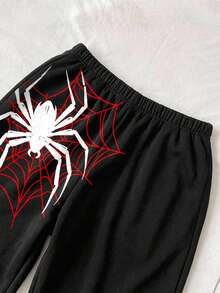 Attitoon Halloween Goth Y2K Spider /Spider Web Basic Sweatpants - Multicolor - View 4
