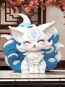 POKOJA LAND 1pc Interlocking Fox Figurine - Structural Pixelated Art Piece - Aesthetic Room Decor For Cozy Home Office Bedside - Sentimental Gift For Women Men Friends - Multicolor - View 7