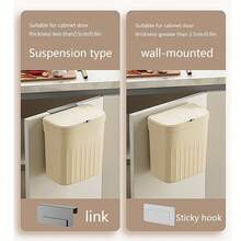 Wall-Mounted Kitchen Trash Bin With Flip Lid, Large Capacity, Waterproof, Ideal For Home Corner Storage And Bathroom Use - Multicolor - View 3