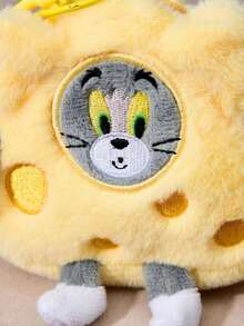 TOM & JERRY X Joivida 1pc And Cheese Design Mini Hanging Plushless Stuffed Bag, Cute Cartoon Purse, Fun Novelty D R For Backpack, Handbag Or Keychain , A Unique Personalized Gift For Birthday, Anniversary Or Any Cheese-Loving Pet Fan - Yellow - View 5