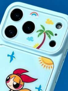 THE POWERPUFF GIRLS X SHEIN A Stylish, High-End Printed Pattern Protective Phone Case Design, Perfect For IPhone – A Cute, Fashionable, And Sophisticated Phone Case. - Multicolor - View 3