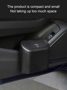 1PC Multifunctional Hanging Car Trash Can With Lid, Waterproof Leakproof Auto Garbage Bin, Dual-Use Storage Organizer For Car Door Cup Holder Office Desktop Small Waste Container, Comes With 2 Rolls Of Small Garbage Bags - Black - View 3