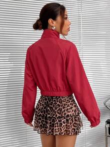 Muchica Women's Red Long Sleeve Zip-Up Thin Jacket - Red - View 2
