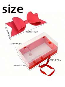 1pc Bowknot Gift Box Set, Durable Plastic & Paper Gift Box With Ribbon Handle, For Gift Wrapping, Floral Packaging, Wedding, Birthday, Valentine's Day, Christmas, New Year, Holiday Party Gift Packaging Supplies - multicolor - View 3