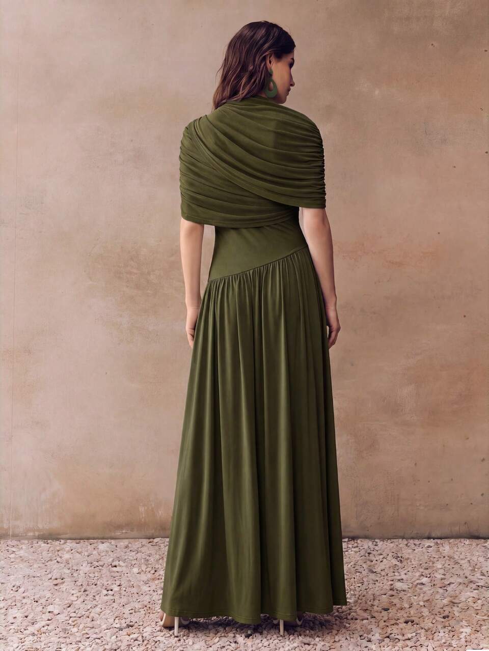 Women's New Spring/Summer Elegant Vintage Ruched Fitted Off Shoulder Bodycon Dress With Cinched Waist, Suitable For Party, Gathering, Banquet And Vacation