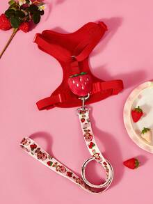 Strawberry Shortcake X PETSIN Pet Vest With Printed Leash - Red - View 4