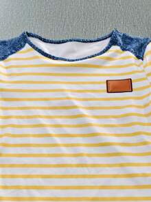 Franclia Women's Fashionable Versatile Denim Effect Print Striped Denim Dress, Short Sleeve - Multicolor - View 3