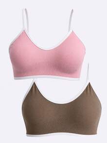 SHEIN Bra Olahraga Nyaman Wanita dengan Trim Blok Warna - MultiWarna - View 1