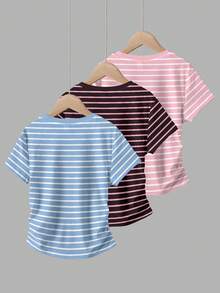3PCS Tween Girls T-Shirts - Multicolor - View 2