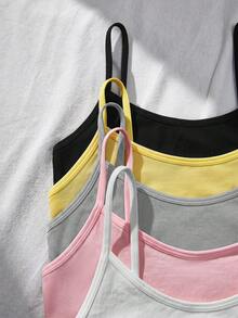 SHEIN 青少年女孩秋冬款簡約舒適兒童學生成長期露背內衣背心 5件/組 - 彩色 - 查看 5