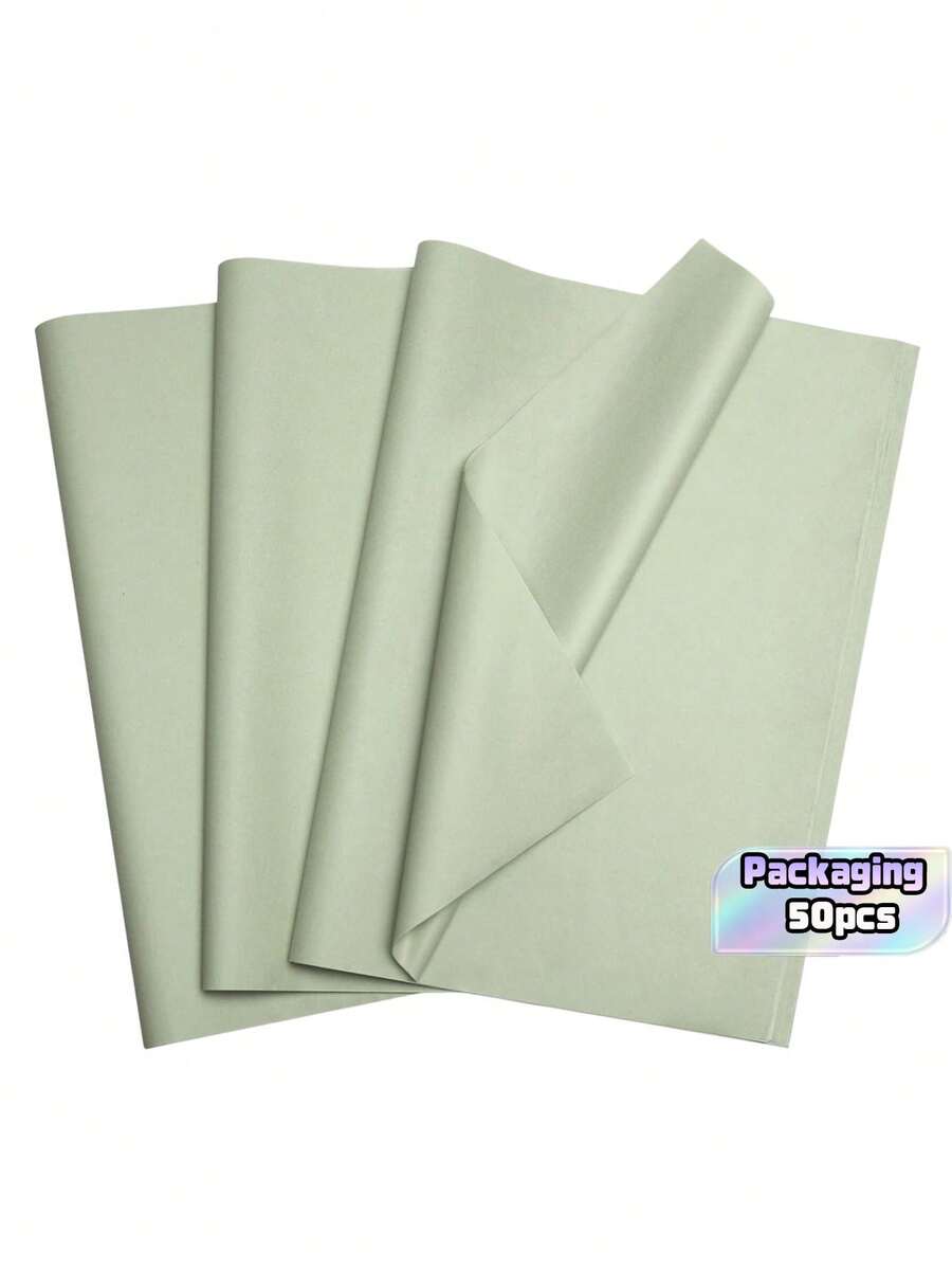 50/100/201‑Sheets Green Gift Wrapping Paper, Waterproof Matte Solid‑Color Wrapping Paper For DIY Crafts, Gift Wrapping, Birthdays, Weddings And Holiday Decorations - grass green - View 1