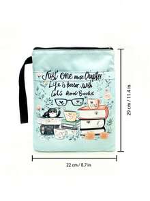 1PC Waterproof Washable Zippered Durable Portable Protective Fits Multiple Books Blue Cat Print Book Sleeve Cover Pouch For Students Teachers Book Lovers School Office Travel Reusable Gift Back To School - multicolor - View 7