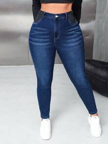 GalTyme Plus Size Women's Casual Versatile Everyday Travel Denim Jeans With Pockets And Buttons - Blue - View 7