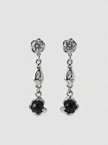MortiRose Silver Lava Texture Punk Style Earrings,Goth/Gothic/Punk/Grunge/Dark Gothic,Streetwear,Summer/Festival/Prom/Party,Vintage - Silver - View 1