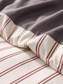 2/3 Piece Coffee Pinstriped Quilt Cover Kit, Bedding, Bedding Set, Warm Room Decoration, Skin-Friendly And Breathable, Super Soft And Anti-Pilling, No Quilt Core, Suitable For Single Bed, Full Size Bed, King Bed, Extra Large Bed, Home Textiles - Multicolor - View 9