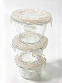 3pcs - Thickened Glass Food Storage Jars With Airtight Lids, Food Storage Jar Set - Perfect For Picnics, Food Preparation, Refrigerator Storage, Also Suitable For Food Storage, High-Temperature Microwave Ovens And Freezers, Mini, Portable, Cute And Durable Design. - Multicolor - View 10