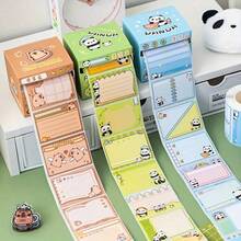 1Pc Boxed Cute Cartoon Panda & Capybara Pull-Out Sticky Notes, Self-Adhesive Writable Memo Pads For Planner, Calendar, Daily Water Intake Tracker, Study Notes, Office Accounting, Cute Stationery For Animal Lovers School Supplies - 256pcs - View 5