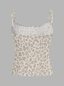 SHEIN EZwear 3pcs Casual Minimalist Black & White Leopard Print Pattern Tight Fitting Camisole Set, Versatile Style Suitable For Summer,Summer Top - Multicolor - View 5