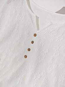 Rusticease Women's Casual Button-Up Textured Shirt For Summer Daily Wear - White - View 3