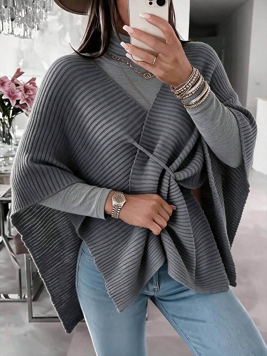 SHEIN LUNE Elegant Casual Party Brunch V-Neck Cross Twisted Asymmetric ...