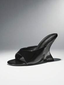 SHUZIA Women's Elegant Chic Casual Slip-On Wedge Sandals - Black - View 1