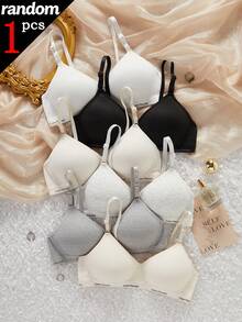 [1pc Random Style]Girl's Anti-Sagging Wireless Bra, Student Sports Bra For Junior High And High School Girls, Teenager Girls Bra - Multicolor - View 3