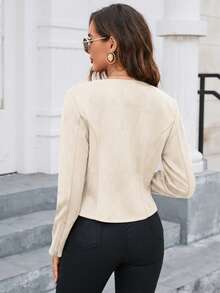 Editum Chaqueta de unicolor con cremallera delantera para otoño/invierno - Albaricoque - Ver 2