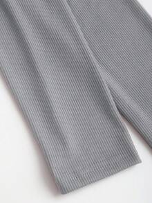 Sweetra 女款秋季半開領鏤空裝飾蕾絲 2 合 1 長袖素色 T-Shirt - 灰色 - 查看 6
