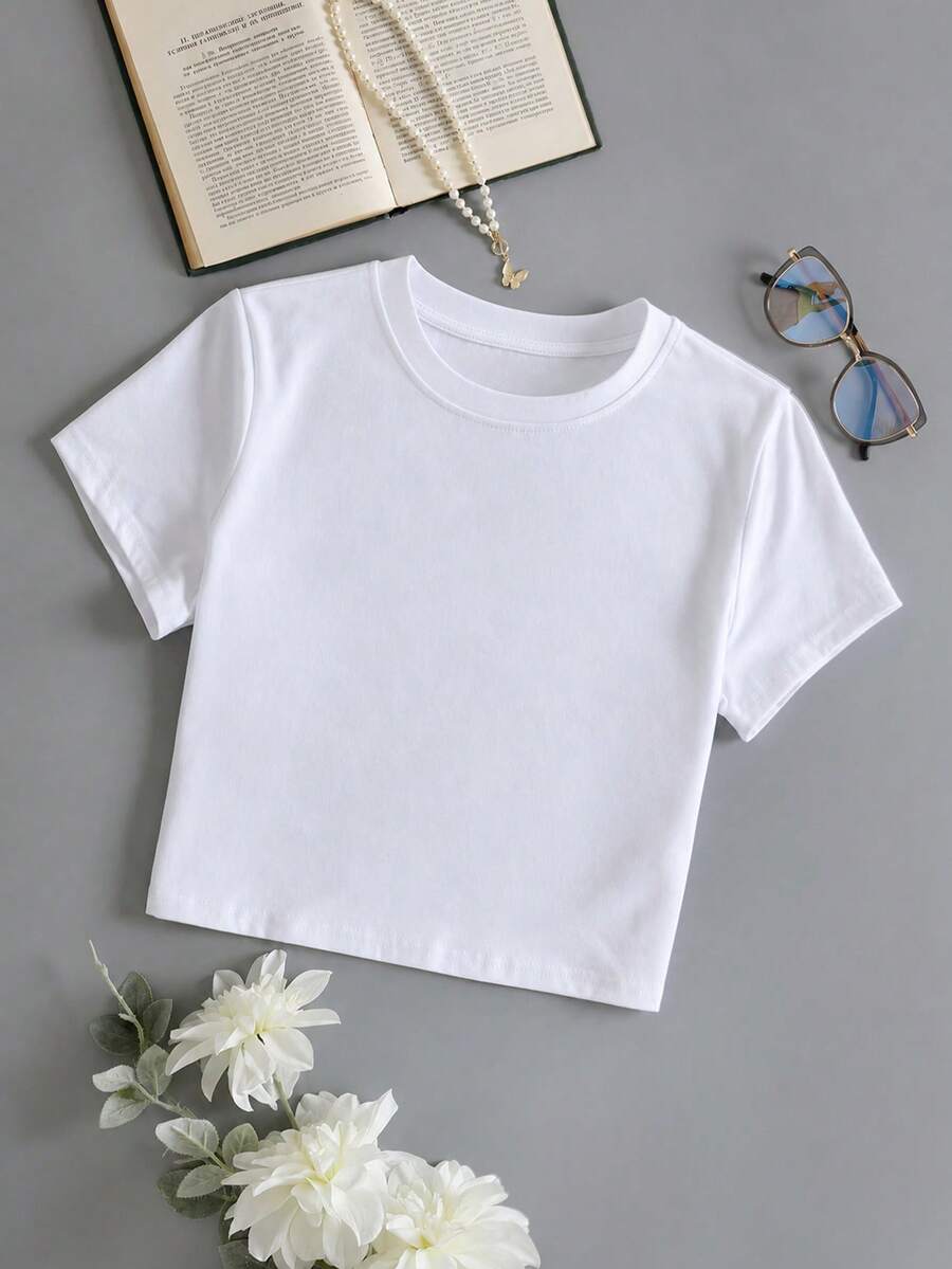 IslaSuriya Camiseta unicolor de cuello redondo - Blanco - Ver 1