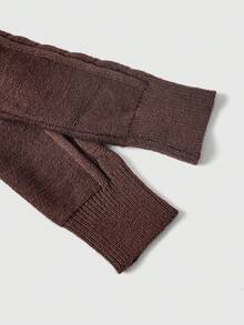 ROMWE Autumn/Winter Vintage Y2K Double-Breasted All-Match Versatile Slim Fit Retro Collegiate Cable Knit Women's Cardigan - Brown - View 4