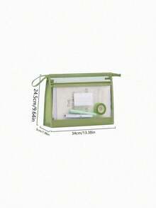 1PC A4 Transparent Mesh 2 Layer Zipper Organizer Bag Large Capacity For School Test Papers Books Homework For Primary Middle High Students - Multicolor - View 3