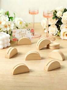 5/10Pcs Wooden Table Number Stands – Semi-Circular Place Card Holders For Weddings, Beach Parties, Birthdays, Restaurants, Durable Elegant Tabletop Decor For Event Planners - multicolor - View 2