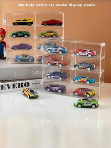 1PC Acrylic Display Storage Case Wall Mounted Transparent Showcase Rack For 164 Scale Alloy Model Cars Durable Space Saving Clear Display Holder Fits 32 Vehicles Dustproof For Living Room Study Office Decor - transparent color - View 7